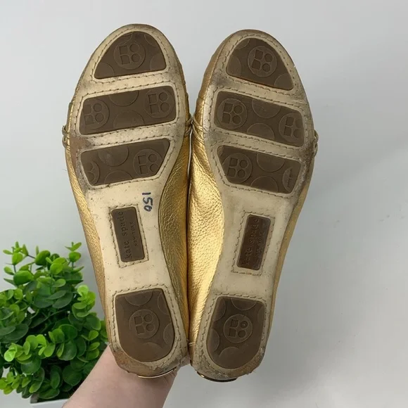 Kate Spade Gold Woven Loafers Size 7 - Picture 10 of 16